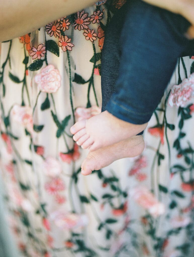 A close-up of a baby's feet at a Richmond family photography session by Katie Stansfield Photography.