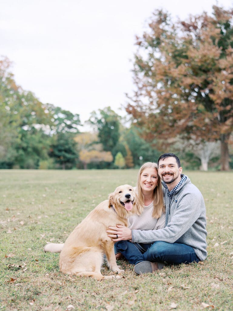 A couple with their dog at a Richmond family photos session by Katie Stansfield Photography.